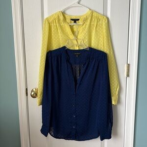 Two Banana Republic Factory blouses - yellow and blue